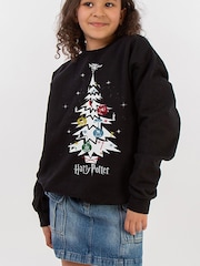 Rags & Rascals Black Harry Potter Christmas Tree Sweatshirt - Image 1 of 4
