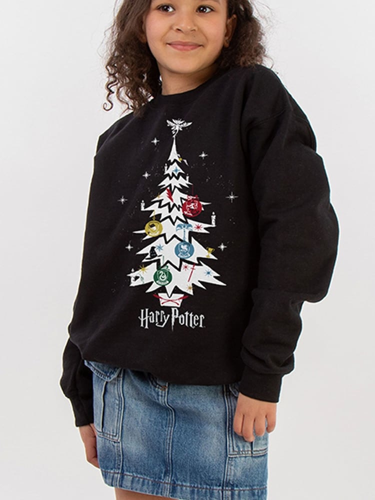Rags & Rascals Black Harry Potter Christmas Tree Sweatshirt - Image 1 of 4