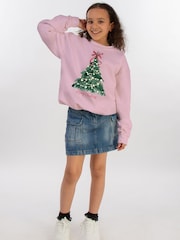 Rags & Rascals Pink Christmas Tree Watercolour Sweat Top - Image 2 of 5