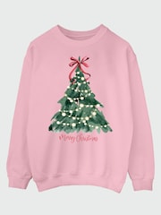 Rags & Rascals Pink Christmas Tree Watercolour Sweat Top - Image 3 of 5