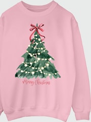 Rags & Rascals Pink Christmas Tree Watercolour Sweat Top - Image 4 of 5