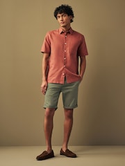Khaki Green Slim Fit Premium Laundered Stretch Chino Shorts - Image 1 of 8