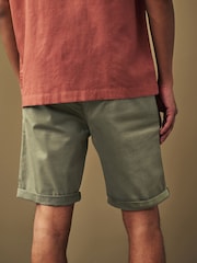 Khaki Green Slim Fit Premium Laundered Stretch Chino Shorts - Image 2 of 8