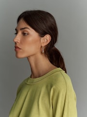 Olive Green 100% Cotton Seam Detail Long Sleeve Skater T-Shirt - Image 4 of 8