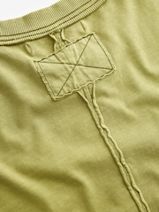 Olive Green 100% Cotton Seam Detail Long Sleeve Skater T-Shirt - Image 6 of 8