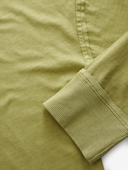 Olive Green 100% Cotton Seam Detail Long Sleeve Skater T-Shirt - Image 7 of 8