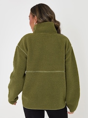 Threadbare Green Half Zip Borg Fleece - Image 2 of 5