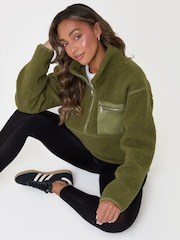 Threadbare Green Half Zip Borg Fleece - Image 5 of 5