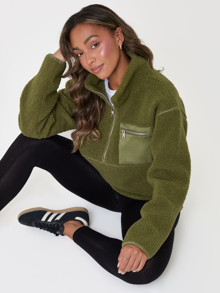 Threadbare Green Half Zip Borg Fleece - Image 5 of 5 Threadbare Green Half Zip Borg Fleece - Image 5 of 5