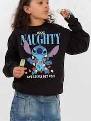Rags & Rascals Black Disney Lilo & Stitch Naughty & Nice Sweatshirt - Image 1 of 4