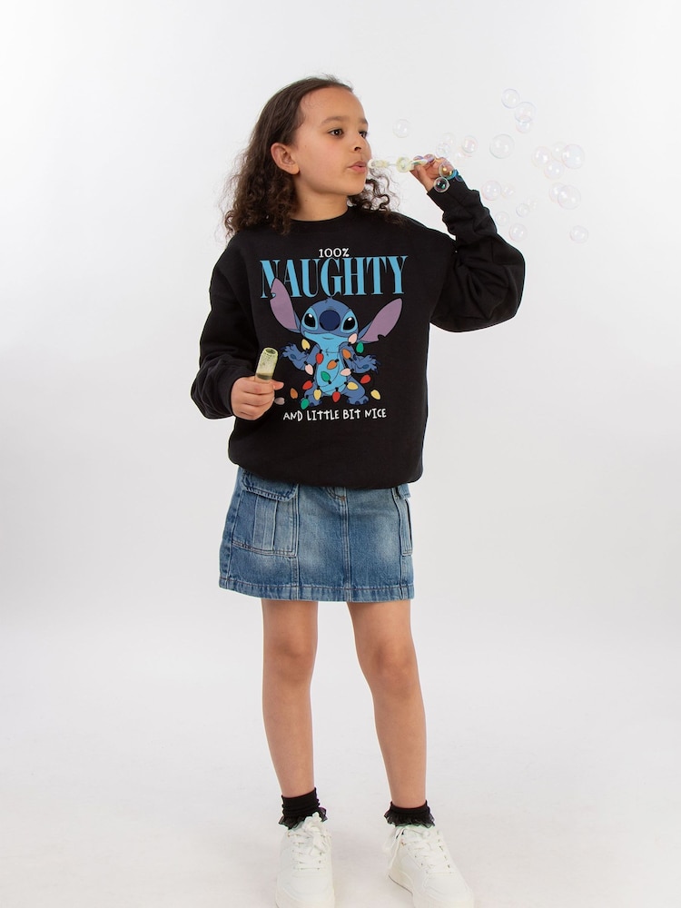 Rags & Rascals Black Disney Lilo & Stitch Naughty & Nice Sweatshirt - Image 2 of 4 Rags & Rascals Black Disney Lilo & Stitch Naughty & Nice Sweatshirt - Image 2 of 4