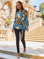 Sosandar Green Wrap Tie Side Blouses - Image 2 of 5