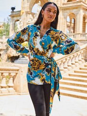 Sosandar Green Wrap Tie Side Blouses - Image 5 of 5