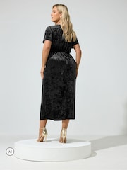 Yours Curve Robe à nœuds en velours martelé - Image 3 sur 5