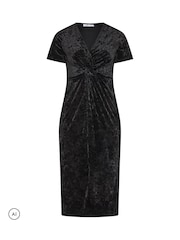 Yours Curve Robe à nœuds en velours martelé - Image 4 sur 5
