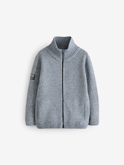 Slate Blue Knitted Funnel Neck Zip Through (3-16yrs) - Image 1 of 4