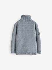 Slate Blue Knitted Funnel Neck Zip Through (3-16yrs) - Image 2 of 4