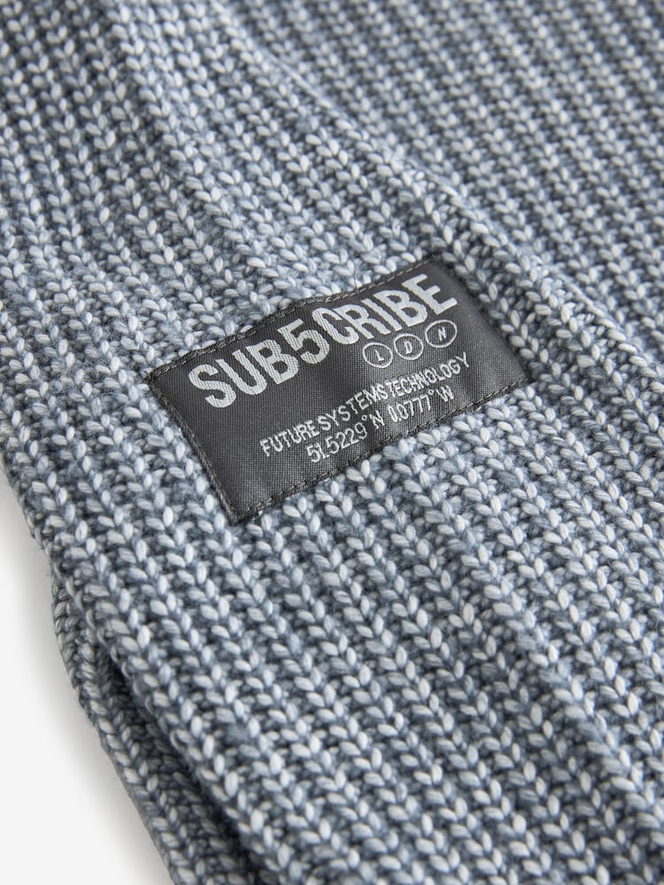 Slate Blue Knitted Funnel Neck Zip Through (3-16yrs) - Image 4 of 4