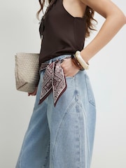 River Island Blue Scarf Detail Seamed Barrel Leg Jeans - Image 4 of 4