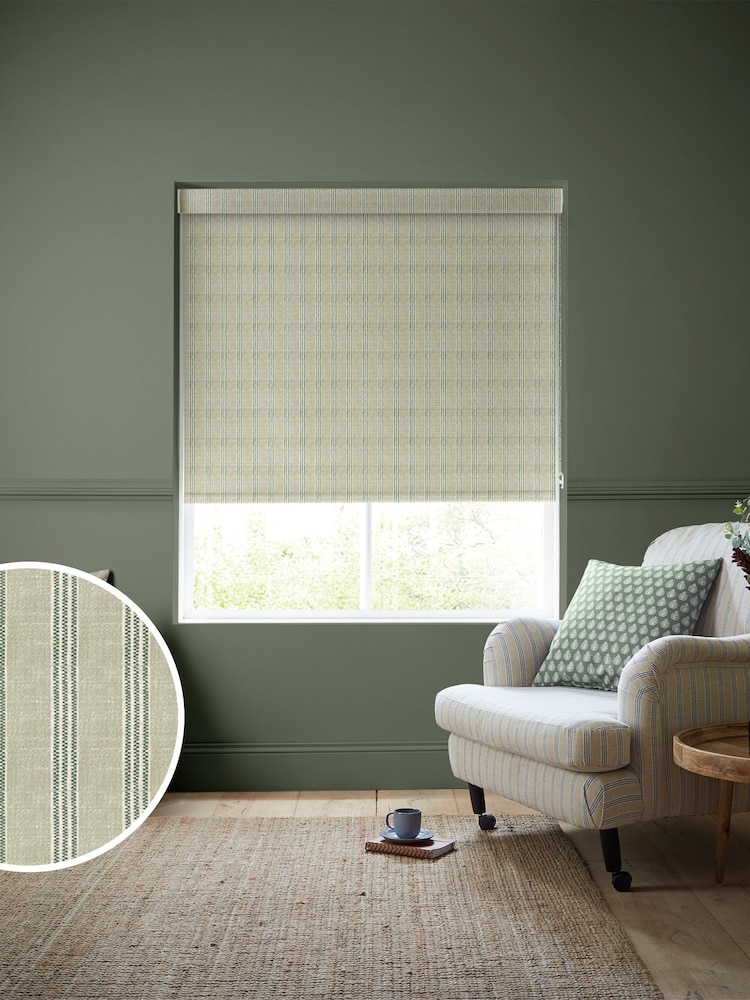Emily Bond Sage George Stripe Made to Measure Roller Blinds - Image 1 of 6