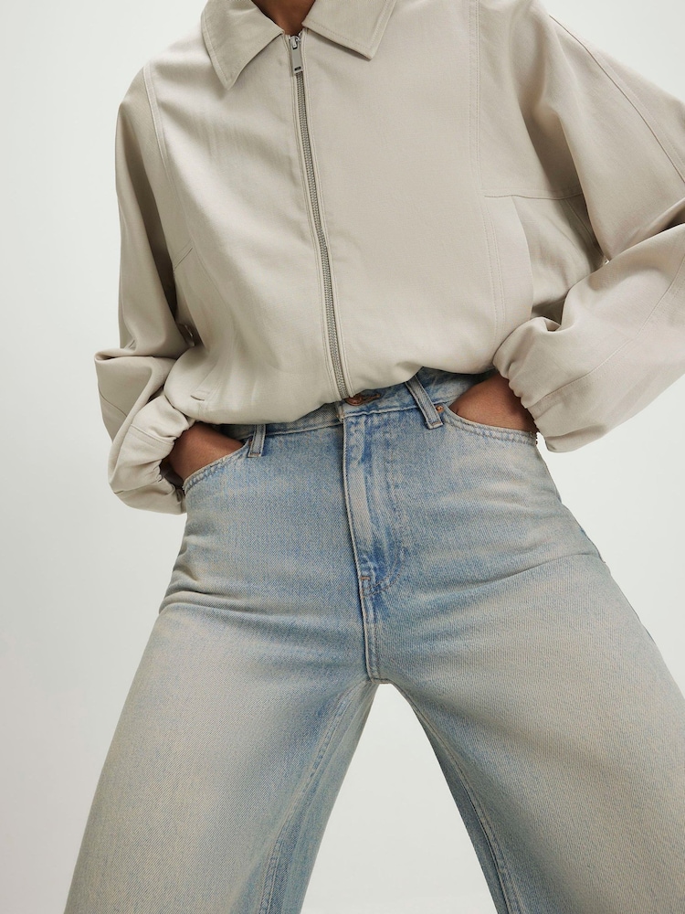 River Island Blue Tinted High Rise Relaxed Straight Jeans - Image 4 of 4 River Island Blue Tinted High Rise Relaxed Straight Jeans - Image 4 of 4