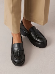 Black Signature Leather Chunky Tassel Loafers - Image 1 of 10