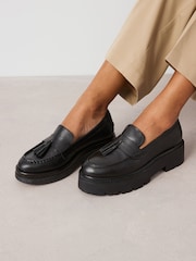 Black Signature Leather Chunky Tassel Loafers - Image 3 of 10