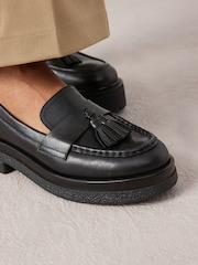 Black Signature Leather Chunky Tassel Loafers - Image 5 of 10