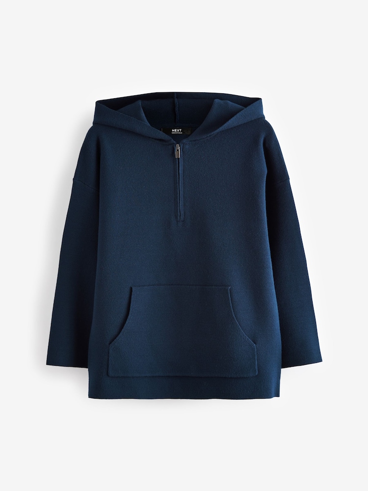 Navy Blue Quarter Zip Knitted Hoodie (3-16yrs) - Image 1 of 4 Navy Blue Quarter Zip Knitted Hoodie (3-16yrs) - Image 1 of 4