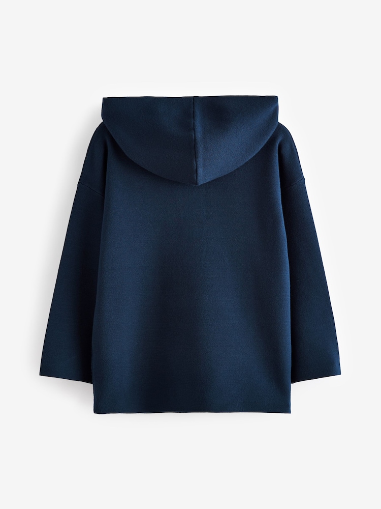 Navy Blue Quarter Zip Knitted Hoodie (3-16yrs) - Image 2 of 4 Navy Blue Quarter Zip Knitted Hoodie (3-16yrs) - Image 2 of 4