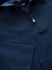 Navy Blue Quarter Zip Knitted Hoodie (3-16yrs) - Image 3 of 4