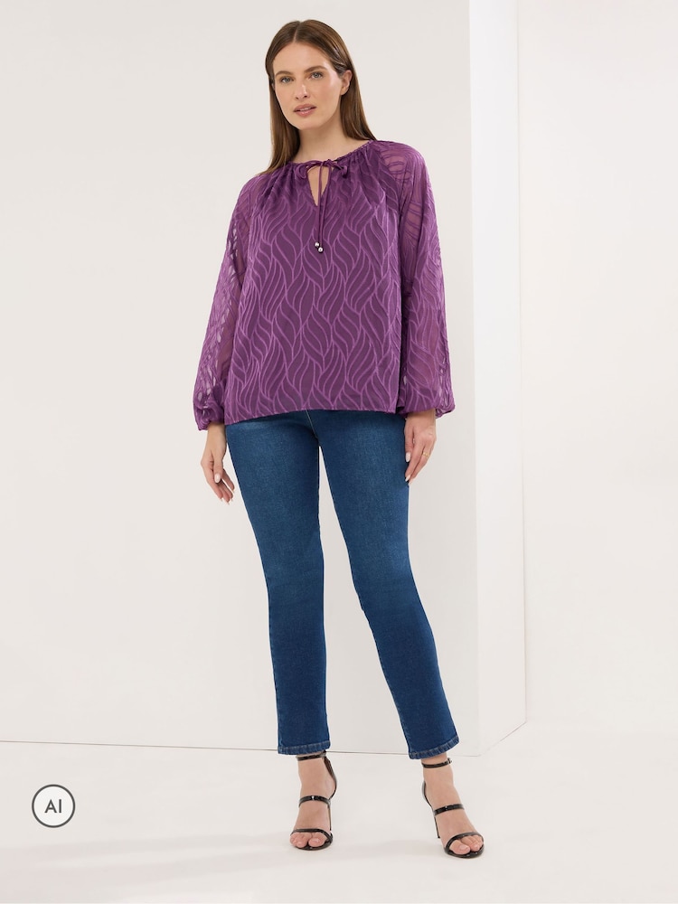 Star by Julien MacDonald Purple Jacquard Blouse - Image 1 of 3 Star by Julien MacDonald Purple Jacquard Blouse - Image 1 of 3