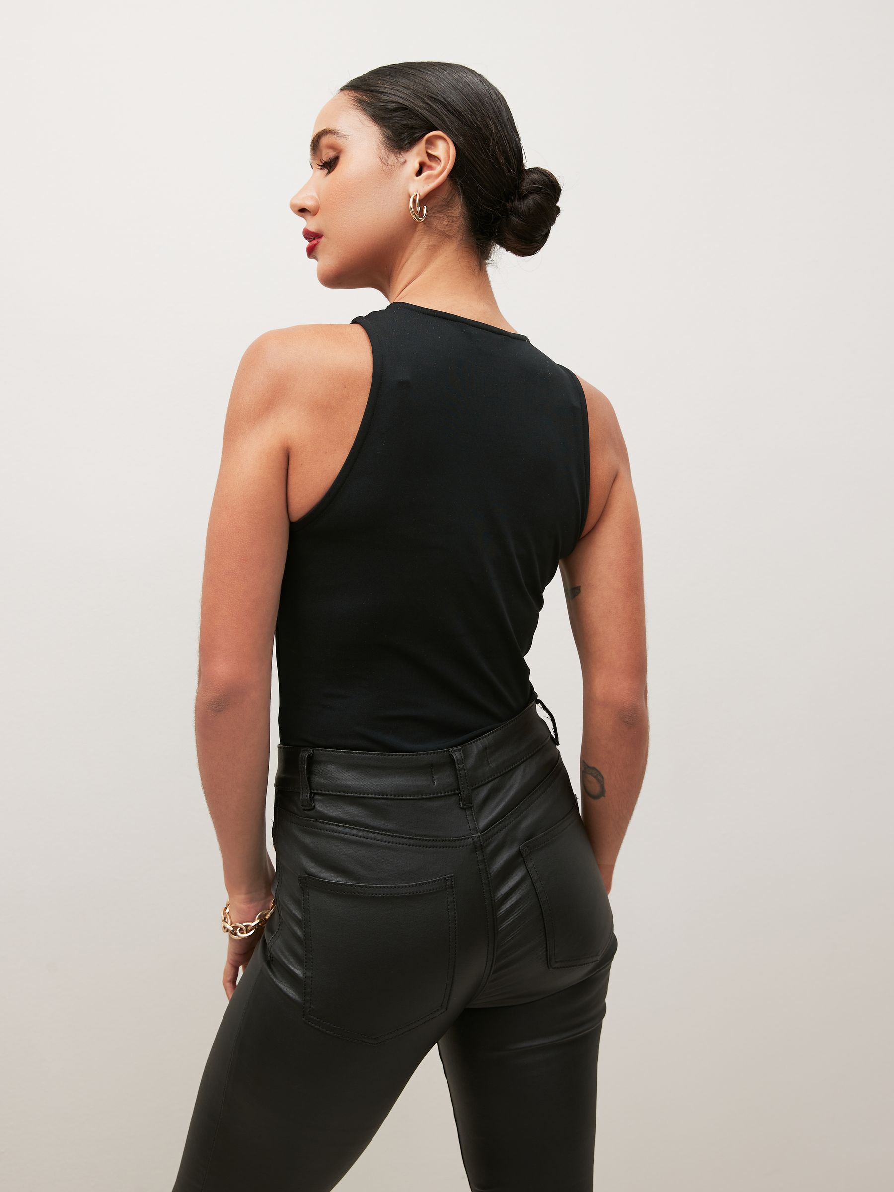 シングル・ストラップ・レオタード / Marie Black Buy Black Slinky Double Layer Racer Neck Bodysuit from Next