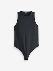 Black Slinky Double Layer Racer Neck Bodysuit - Image 5 of 6