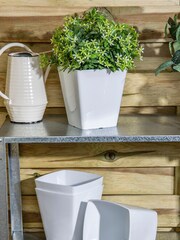 Wham Set of 4 White Garden Studio 14cm Square Plastic Planters - Image 1 of 4
