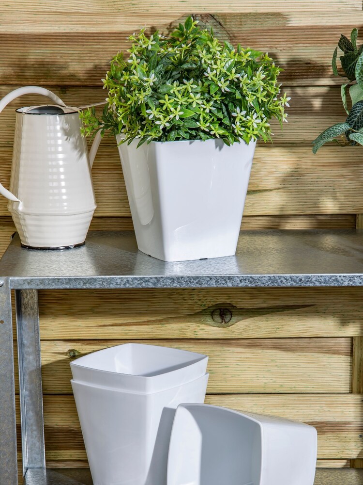 Wham Set of 4 White Garden Studio 14cm Square Plastic Planters - Image 1 of 4