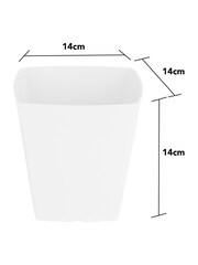 Wham Set of 4 White Garden Studio 14cm Square Plastic Planters - Image 4 of 4