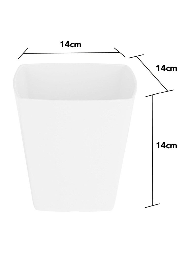 Wham Set of 4 White Garden Studio 14cm Square Plastic Planters - Image 4 of 4