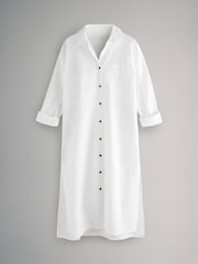 The Set White Longline Shirt Dress with Linen - Image 2 of 8