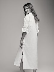 The Set White Longline Shirt Dress with Linen - Image 3 of 8