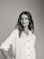 The Set White Longline Shirt Dress with Linen - Image 4 of 8