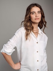 The Set White Longline Shirt Dress with Linen - Image 6 of 8