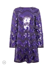 Star by Julien MacDonald Purple Chevron Sequin Tunic Dress - Image 5 of 6