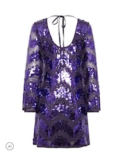 Star by Julien MacDonald Purple Chevron Sequin Tunic Dress - Image 6 of 6