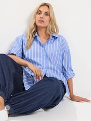 Yours Curve Blue Stripe Shirt - Image 3 of 7