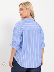 Yours Curve Blue Stripe Shirt - Image 4 of 7