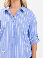 Yours Curve Blue Stripe Shirt - Image 5 of 7