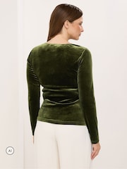 Grön - Star by Julien MacDonald Topp med knappdetalj i sammet - Bild 3 av 6