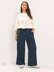 Yours Curve Blue Wide Leg Trousers - Image 2 of 6