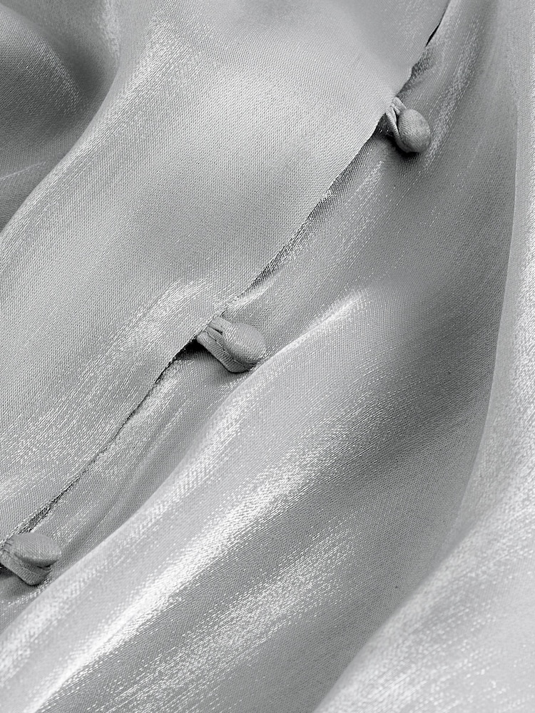 Silver Metallic V-Neck Long Sleeve Blouse - Image 7 of 7